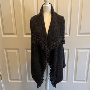 Joie Cozy Dark Gray Knit Fringed Vest Size M/L